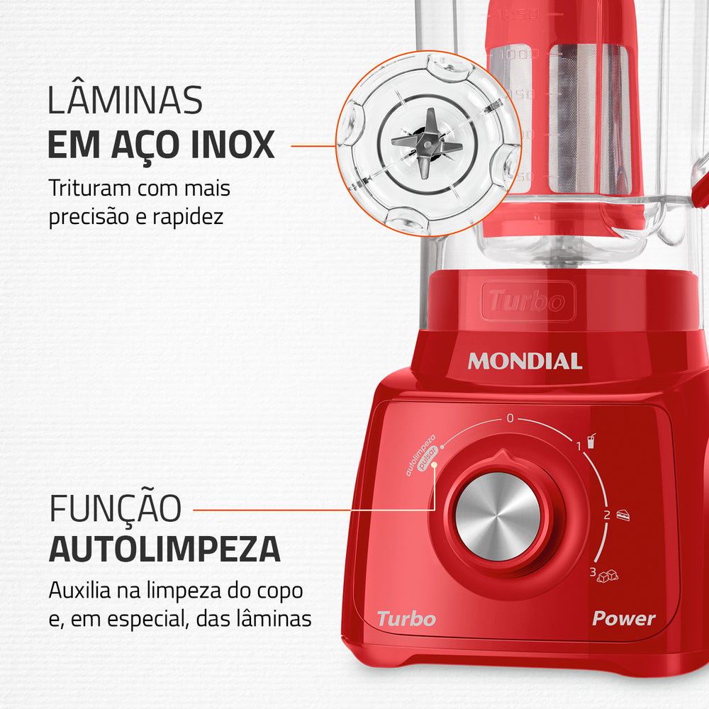 Liquidificador Mondial Turbo Power L99-fr 3 Velocidades 550W Liquidificador Mondial Turbo Power L99-fr 3 Velocidades 550W